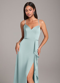 Azazie Naeem Bridesmaid Dresses Mist A-Line Stretch Satin Dress image2