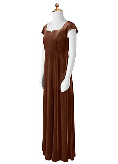 Azazie Gabi Junior Umber A-Line Velvet Dress image10