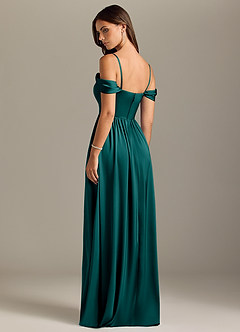 Azazie Calianna Bridesmaid Dresses Peacock A-Line Off the Shoulder Stretch Satin Convertible Dress image10