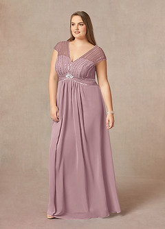 Azazie Star Mother of the Bride Dresses Dusty Rose A-Line V-Neck sequins Chiffon Dress image8