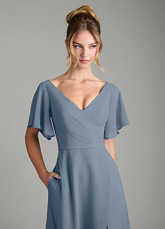 Azazie Ambrosia Bridesmaid Dresses Twilight A-Line Pleated Chiffon Dress image2