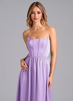 Azazie Leilana Bridesmaid Dresses Lilac A-Line Corset Stretch Satin Dress image6