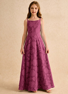 Azazie Jaella Girls Formal Abiti da Ragazza di Fiori Abito A-Line in Burnout Floreale Plissettato Gelso image3