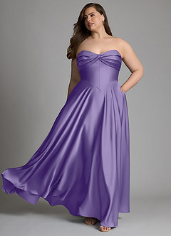 Azazie Meleena Bridesmaid Dresses Tahiti A-Line Strapless Stretch Satin Dress image7