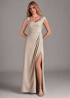 Azazie Laila Bridesmaid Dresses Frost A-Line Pleated Stretch Satin Dress image4
