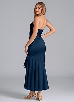 Azazie Danie Bridesmaid Dresses Dark Navy Sheath Strapless Chiffon Dress image2