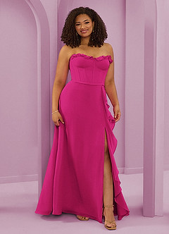 Barbie ♥ Azazie Robes de demoiselle d'honneur Robe Trapèze en Mousseline de soie Encolure en Forme de Cœur Barbie Rose image10