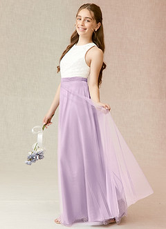 Azazie Albertine Junior Jurk van Chiffon met A-Lijn Kant Frosted Lila image3