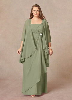 Azazie Weisz Mother of the Bride Dresses Pistachio A-Line Square Neckline Pleated Chiffon Dress image7