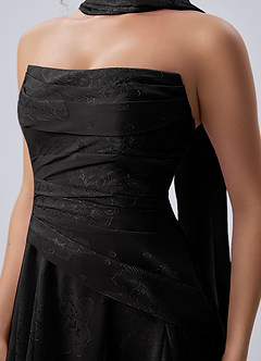 Iphigenie Black Strapless Jacquard Lace-Up Skater Mini Dress image7