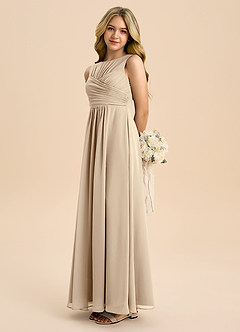 Azazie Skyla Junior Vestido de Champán de Gasa de Corte en A con Plisado image1