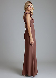 Azazie Taro Final Sale Agave Sheath Bow Chiffon Dress image4