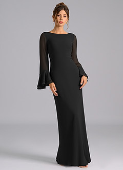 Azazie Leone Bridesmaid Dresses Black Mermaid Corset Chiffon Dress image4