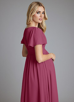 Azazie Verna Maternity Bridesmaid Dresses A-Line V-Neck Ruched Chiffon Floor-Length Dress image7