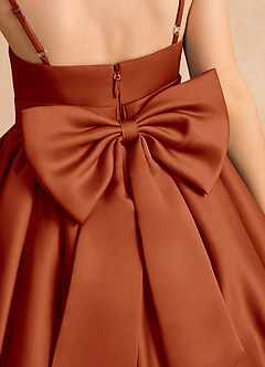 Azazie Davine Flower Girl Dresses Paprika A-Line Spaghetti Strap Matte Satin Dress image10
