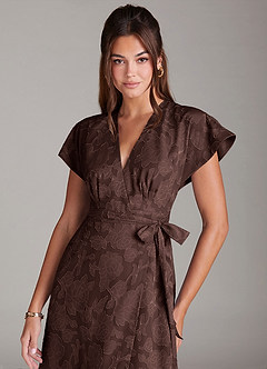Azazie Ling Final Sale Ganache A-Line Pleated Floral Burnout Dress image2