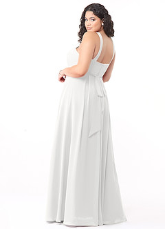 Azazie Dixie Bridesmaid Dresses White A-Line Halter Pleated Chiffon Dress image9