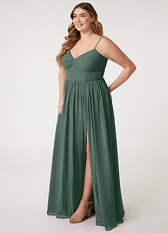 Azazie Zeya Bridesmaid Dresses Sea Moss A-Line V-Neck Pleated Chiffon Dress image8