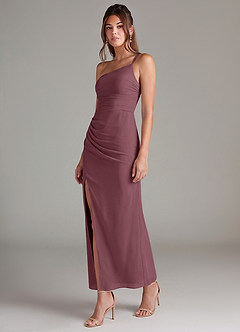 Azazie Eren Jurken voor bruidsmeisjes Jurk van Chiffon met Zeemeermin One-shoulder Sangria image5