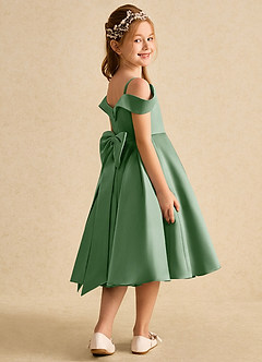 Azazie Favia Jurken voor bloemenmeisjes A-Lijn Jurk van Mat Satijn Off the Shoulder Matcha image3