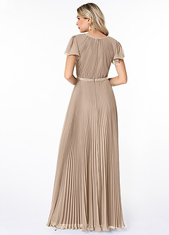 Azazie Kara Modest Bridesmaid Dresses A-Line Pleated Chiffon Floor-Length Dress image2