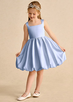 Azazie Nirvana Flower Girl Dresses Ice Ball-Gown Ruched Matte Satin Dress image3