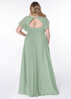 Azazie Rylee Abiti da Damigella Abito A-Line in Chiffon Plissettato Agave image7