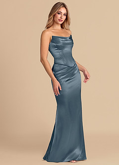 Azazie Sorrel Bridesmaid Dresses Twilight Mermaid Corset Metallic Satin Convertible Dress image5