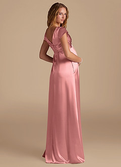 Azazie Allessia Maternity Bridesmaid Dresses A-Line Metallic Satin Floor-Length Dress image2