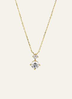 925 Sterling Silver Double Crystal Pendant Necklace