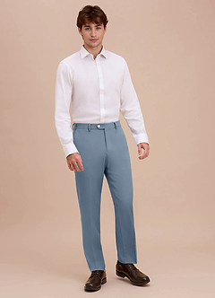 front Ethan Dusty Blue Refined Weave Dress Pants