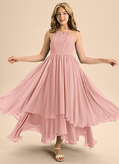 Azazie Elliora Junior Rosette A-Line Pleated Chiffon Dress image5