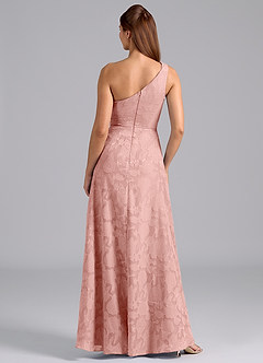 Azazie Brooke Bridesmaid Dresses Rosette A-Line One Shoulder Floral Burnout Dress image2