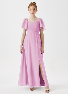 Azazie Chloe Junior Candy Pink A-Line Sweetheart Neckline Chiffon Dress image4