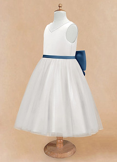 Azazie Seline Flower Girl Dresses Ivory Twilight A-Line Bow Tulle Dress image8