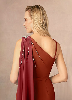 Azazie Gianna Mother of the Bride Dresses Rust One Shoulder Stretch Crepe Dress image5