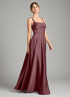 Azazie Shaude Bridesmaid Dresses Sangria A-Line Pleated Stretch Satin Dress image7