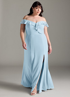 Azazie Sophie Vestidos de damas de honor Vestido de Azul Cielo de Gasa de Corte en A Convertible con Vestidos sin tirantes image6