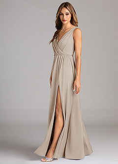 Azazie Tanicia Brautjungfernkleider A-Linie Plissee Stretch-Satin Kleid Frost image5