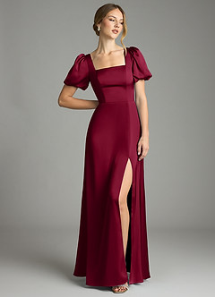 Azazie Fyona Suknie dla druhen Linia A Pofałdowany Satyna elastyczna Do ziemi Sukienka image9