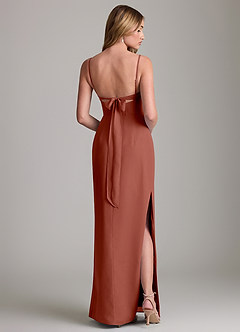 Azazie Mai Bridesmaid Dresses Auburn Sheath Pleated Chiffon Dress image2