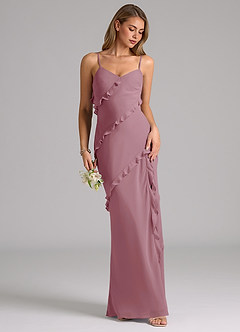 Azazie Nancie Bridesmaid Dresses Vintage Mauve Mermaid Ruched Chiffon Dress image5