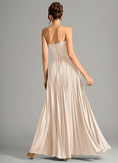 Azazie Saedra Bridesmaid Dresses White Alabaster A-Line Corset Stretch Satin Dress image6
