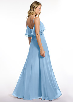 Azazie Jean Robes de demoiselle d'honneur Robe Trapèze Convertible en Mousseline de soie Poudre Bleue image2