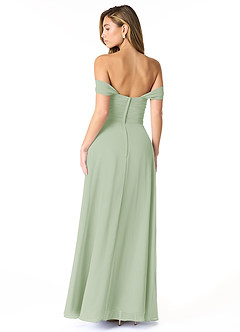 Azazie Kaitlynn Bridesmaid Dresses Dusty Sage Empire Ruched Chiffon Convertible Dress image3