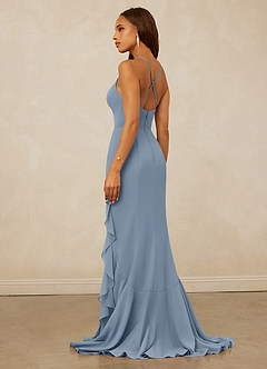 Christian Siriano Bridal for Azazie 1006 Robes de demoiselle d'honneur Robe Sirène en Mousseline de soie Rayé Bleu Poussiéreux image2