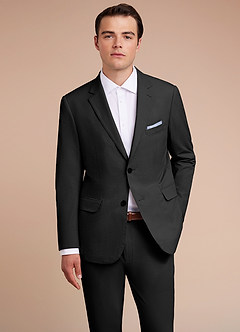 front Miles Negro Chaqueta de traje de seersucker