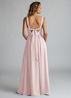 Azazie Aziza Bridesmaid Dresses Blushing Pink A-Line V-Neck Pleated Chiffon Dress image4