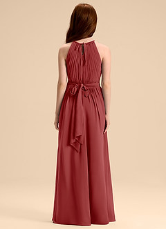 Azazie Malone Junior Rust A-Line Pleated Chiffon Dress image2