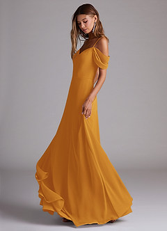Azazie Marley Jurken voor bruidsmeisjes Converteerbaar Jurk van Chiffon met A-Lijn Off the Shoulder Boterbabbelaar image3
